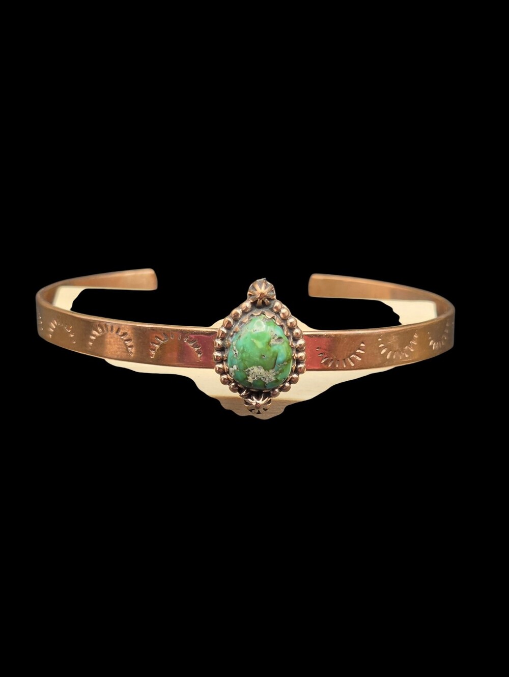 Sonoran Green Turquoise Stone Copper Cuff Bracelet